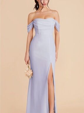Off-Shoulder Periwinkle Evening Gown